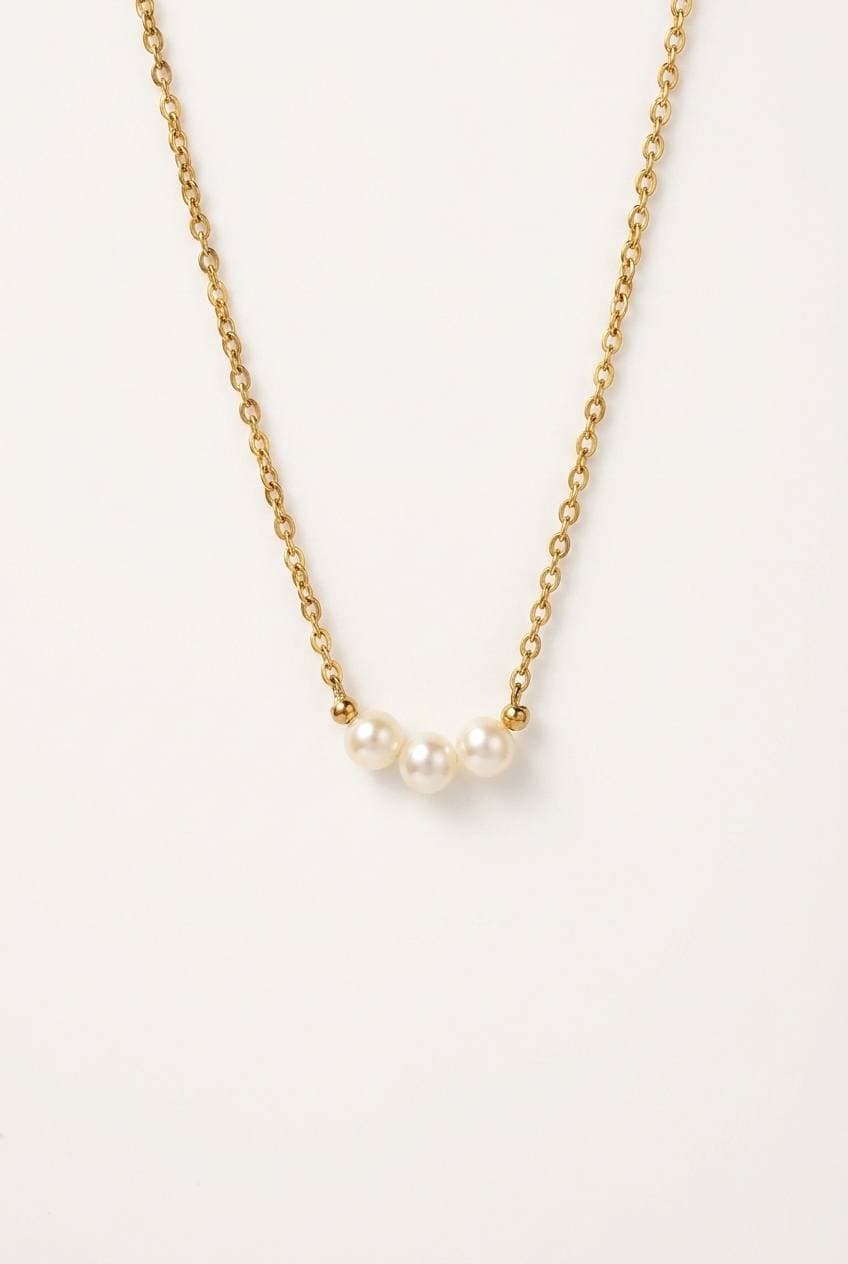 3-Pearl Bar Necklace