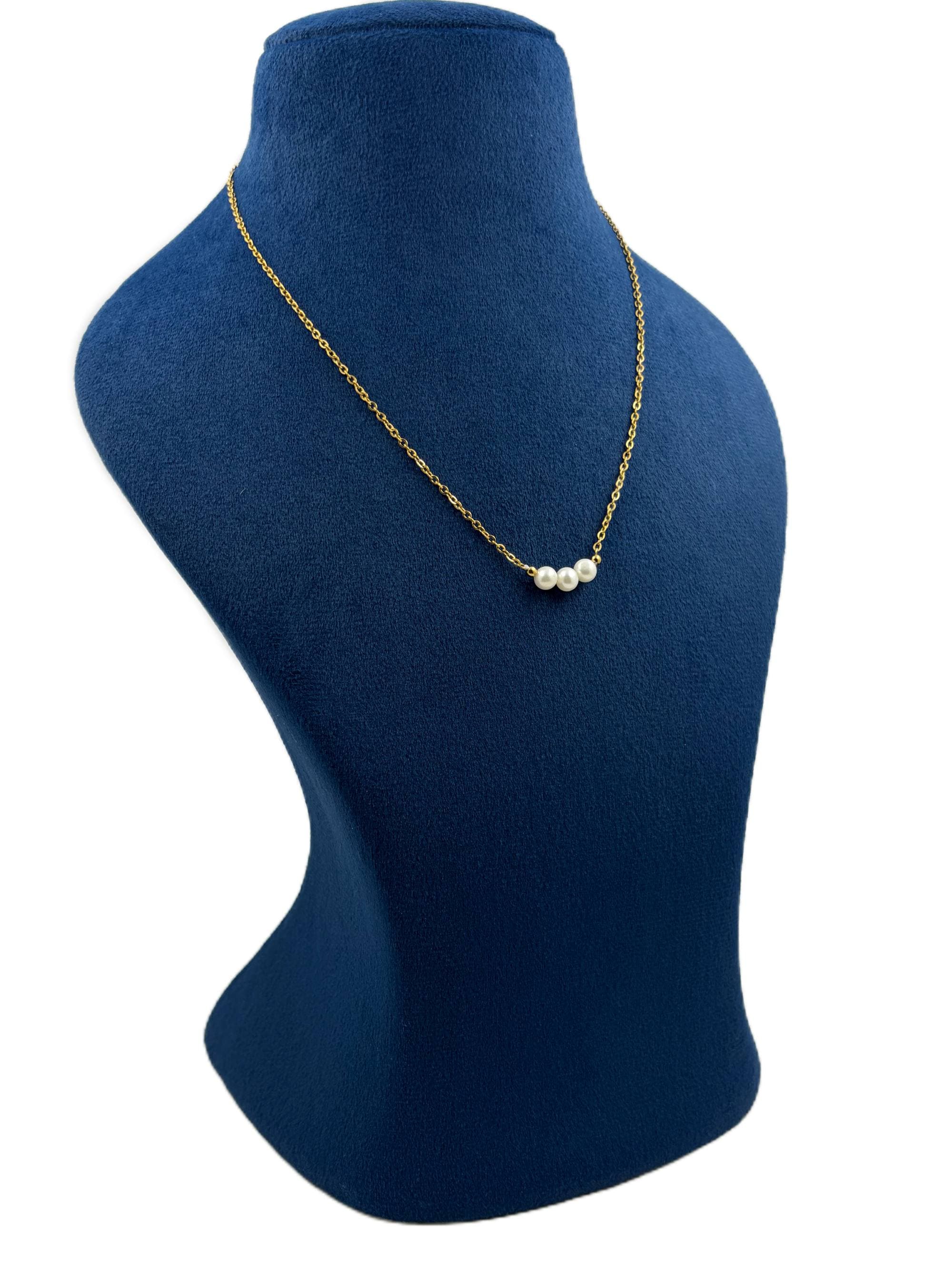3-Pearl Bar Necklace - image 2
