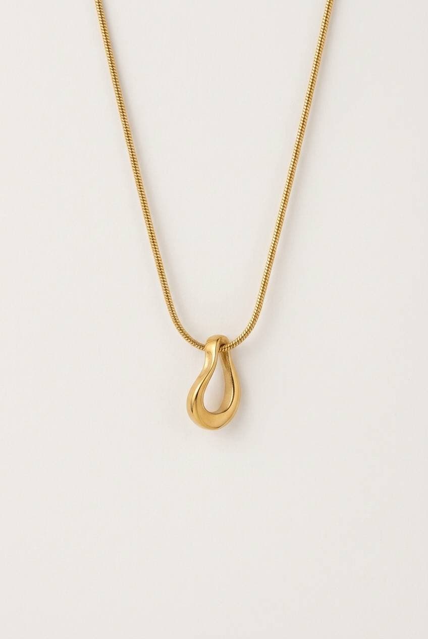 Abstract teardrop pendant snake chain