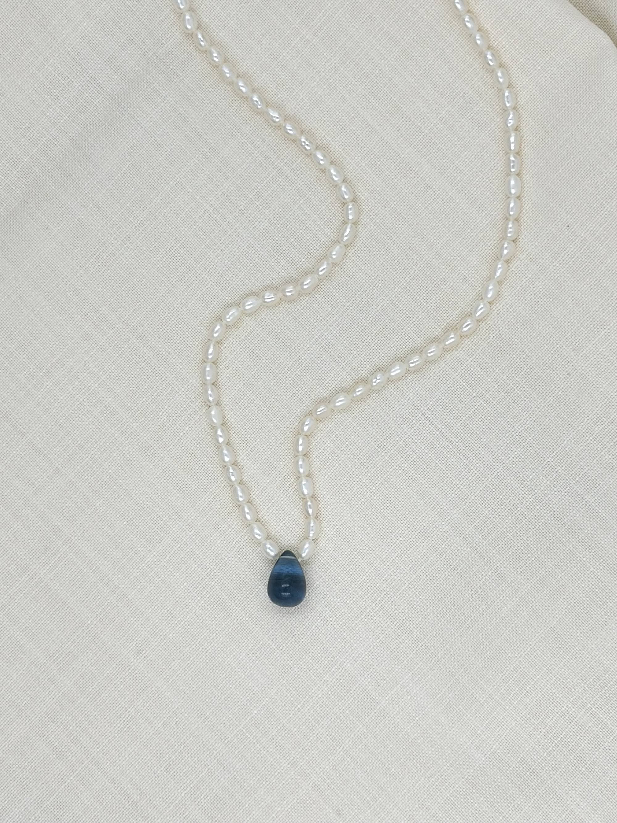 London blue quartz teardrop pearl necklace - image 5