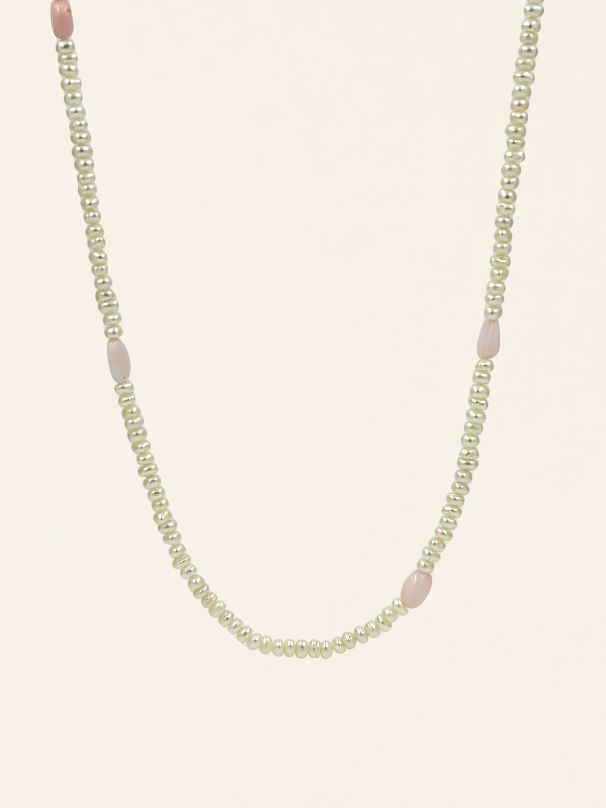Rose quartz pearl necklace