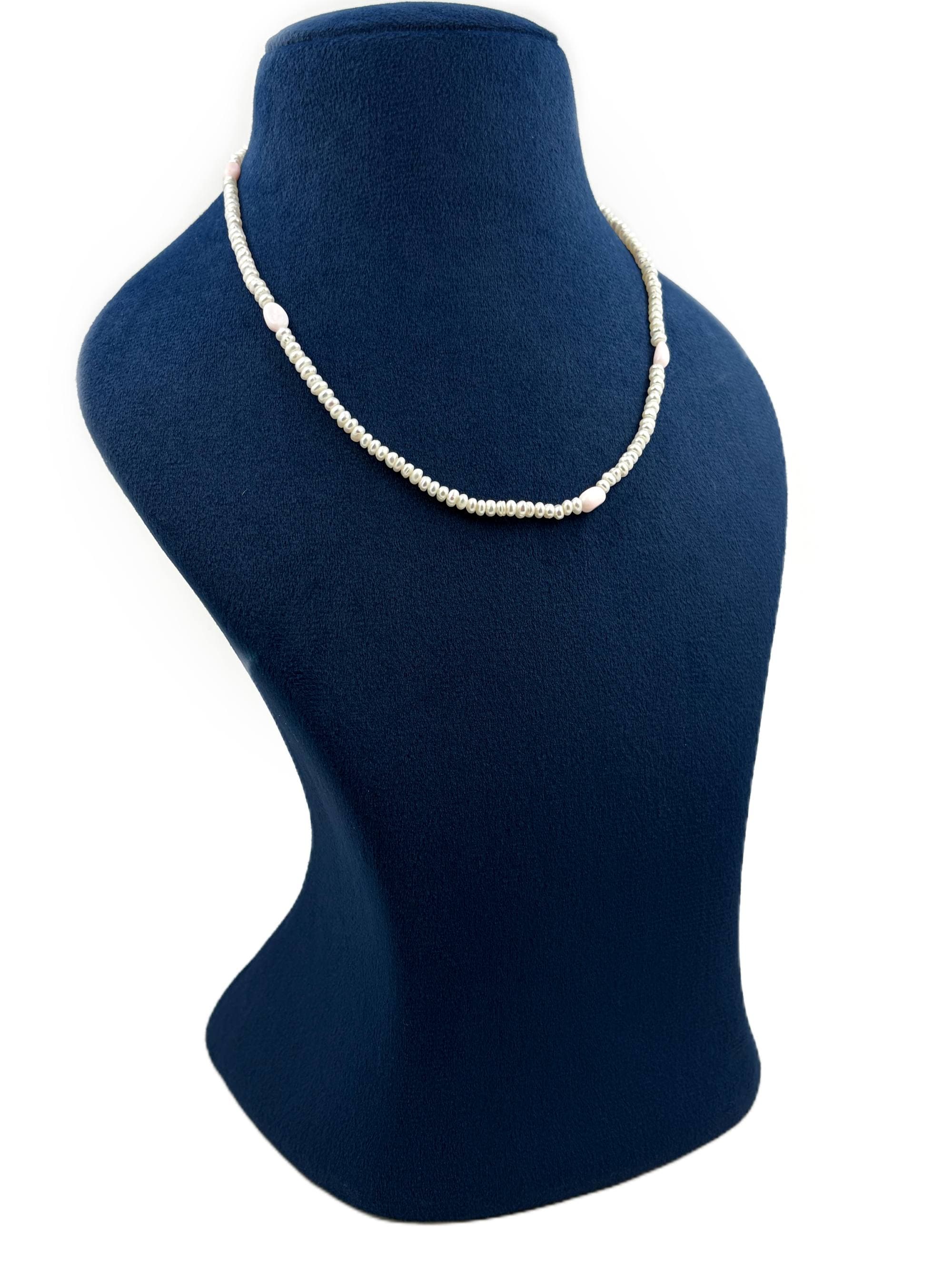 Rose quartz pearl necklace - image 2